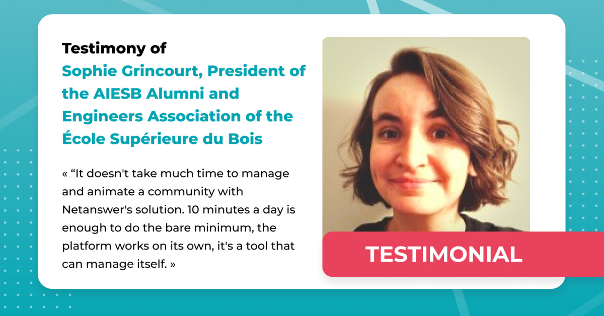 Testimony of Sophie Grincourt, President of the AIESB Alumni and Engineers Association of the École Supérieure du Bois